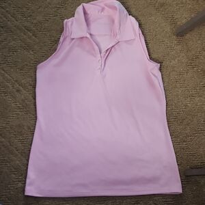 Chic Light Pink Sleeveless Polo Tank Top